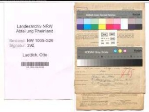 Entnazifizierung Otto Luettich , geb. 14.04.1903 (Steuerhelfer)