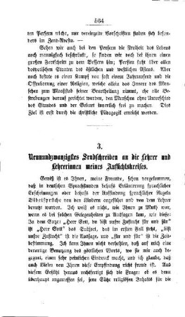 Neunundzwanzigstes Sendschreiben an die Lehrer und Lehrerinnen meinesAufsichtskreises