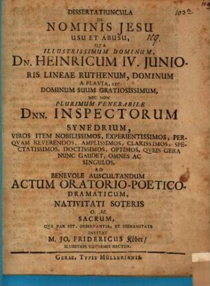 Dissertatiuncula de nominis Jesu usu et abusu