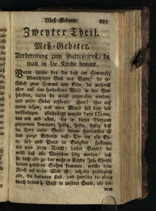 Zweyter Theil: Meß-Gebeter