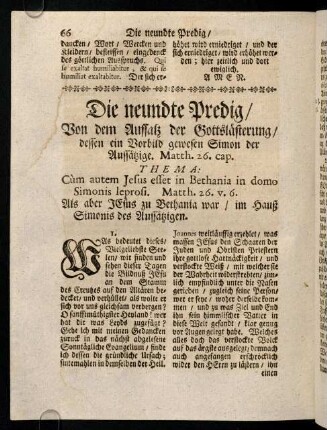 66-73, Die neundte Predig