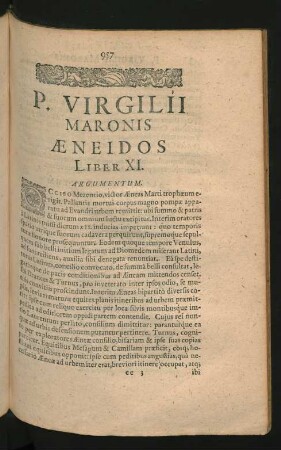 ... Aeneidos Liber XI.