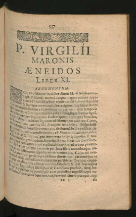 ... Aeneidos Liber XI.