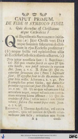 Caput I. De Fide Et Symbolo Fidei.