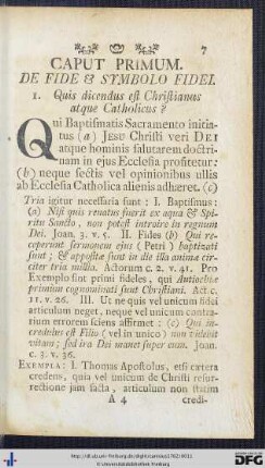 Caput I. De Fide Et Symbolo Fidei.