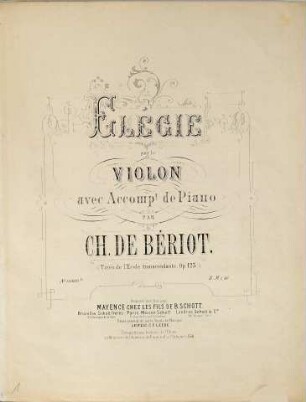 Elegie pour le violon avec accompt. de piano : (Tireée de l'Ecole transcendante, op. 123)