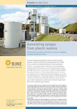 Generating syngas from plastic wastes. New method uses lime in shaft klins as the carrier medium, catalyst and pollutant binder.