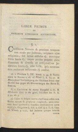 Liber Primus De Sacrarum Literarum Auctoritate.