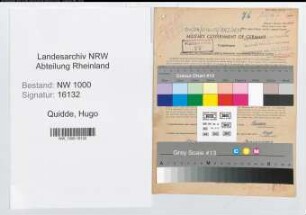 Entnazifizierung Hugo Quidde, geb. 24.02.1891 (Betriebsleiter)