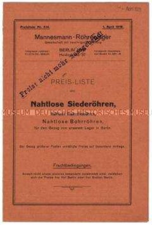 Preisliste über nahtlose Flanschrohre