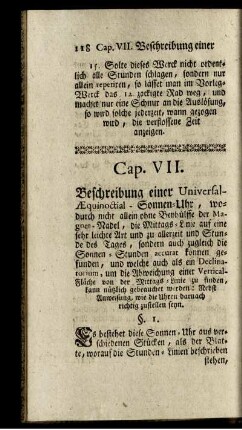 Cap. VII. Beschreibung einer Universal-Aequinoctial-Sonnen-Uhr, ...