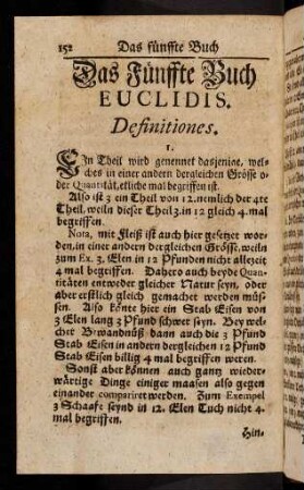 152-175, Das Fünffte Buch Euclidis.