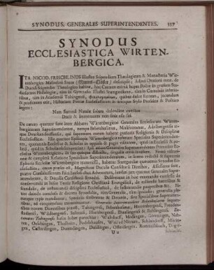 Synodus Ecclesiastica Wirtenbergica.