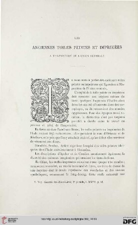 2. Pér. 27.1883: Les anciennes toiles peintes et imprimées à l'exposition de l'Union Centrale