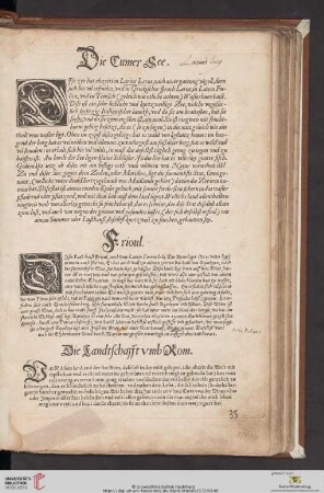 Die Cumer See / Frioul / Die Landtschafft vmb Rom