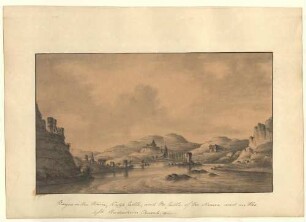 Bingen on the Rhine, Klopp Castle, and the Castle of the Mouse and on the left Budensheim Church
