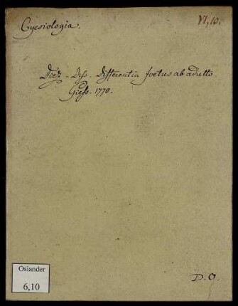 Dissertatio Inauguralis Medica Ideam Generalem Differentiae Fetus Ab Adulto Sistens