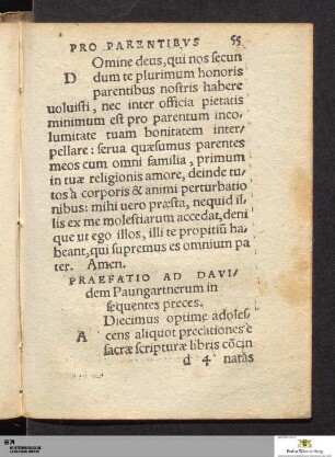 Praefatio ad Davidem Paungartnerum in sequentes preces