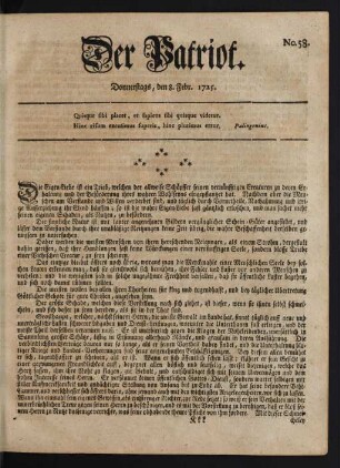 No. 58. Donnerstags, den 8. Febr. 1725