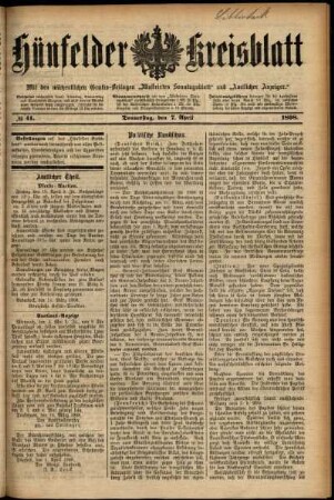 Ausgabe vom Donnerstag, den 07. April 1898.