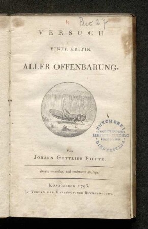 Versuch Einer Kritik Aller Offenbarung