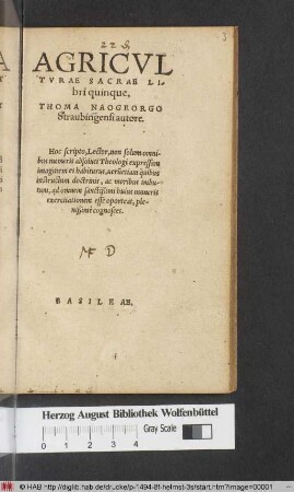 Agricultvrae Sacrae Libri quinque