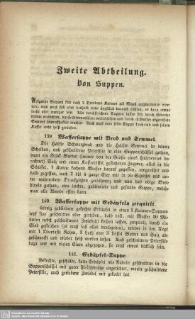 Zweite Abtheilung : Von Suppen