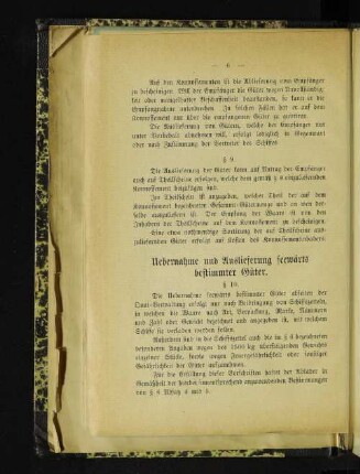 Uebernahme und Auslieferung seewärts bestimmter Güter.