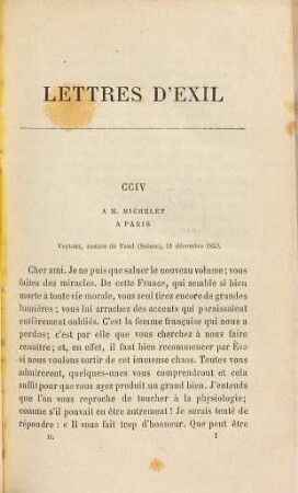 Lettres d' exil à Michelet et à divers amis, 2