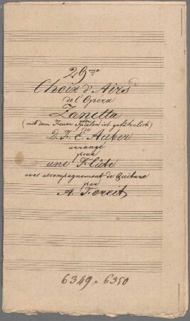"Zanetta - Excerpts; Arr; fl; AWV 33". - BSB Mus.Schott.Ha 6383-2