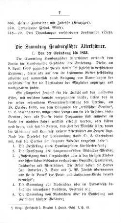 Die Sammlung Hamburgischer Alterthümer.