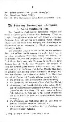 Die Sammlung Hamburgischer Alterthümer.