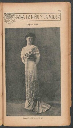 Traje de tarde - [Fotografía] : Túnica bordada sobre tul gris