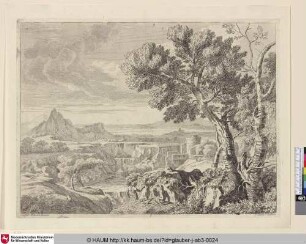 [Landschaft mit zwei miteinander sprechenden Männern; Landscape with two men speaking]