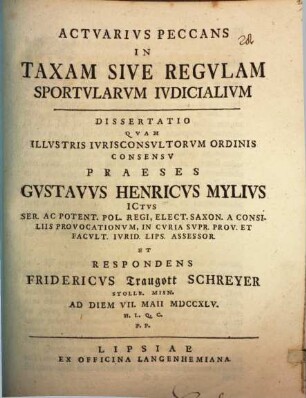 Actuarius peccans in taxam sive regulam sportularum iudicialium