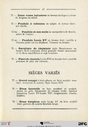Sièges variés (Nr. 77-88)