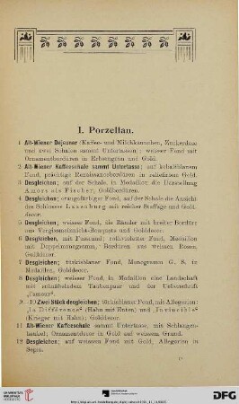 I. Porzellan (Nr. 1-60)