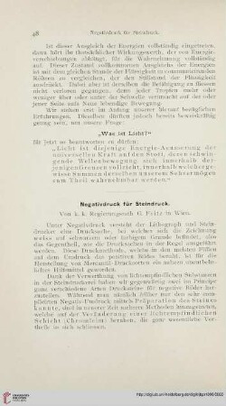 Negativdruck für Steindruck
