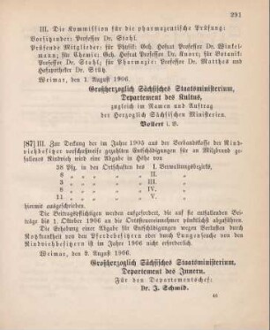 87. Ministerialbekanntmachung, betreffend eine Abgabenerhebung zur Verbandskasse der Viehbesitzer