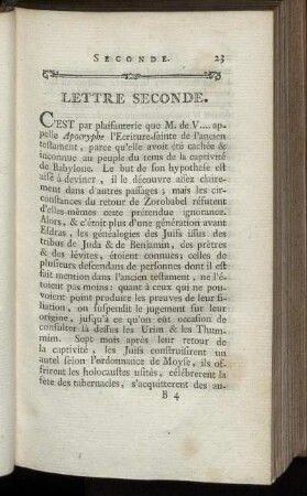 Lettre Seconde