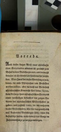 Kurzer Abriß einer philosophischen Encyclopädie : als Grundlage bei Vorträgen über dieselbe