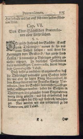Cap. VII. Von Chur-Sächsischen Praetensionen oder Ansprüchen.
