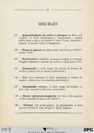 Meubles (Nr. 122-140)