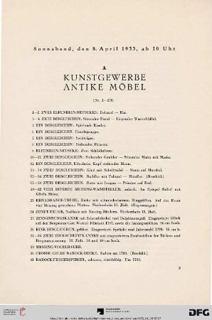 Kunstgewerbe - Antike Möbel (Nr. 1-278)