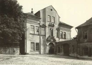 Schneeberg, Museum für bergmännische Volkskunst im Bortenreutherhaus, Ansicht vom Topfmarkt