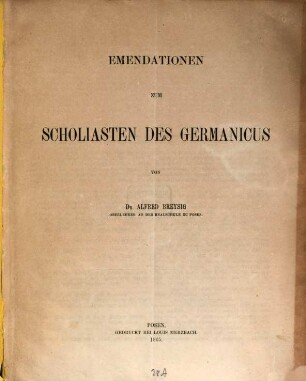 Emendationen zum Scholiasten des Germanicus : (Aratus)