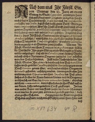 Relation von der Niderlag der Cavallery dess Hertzogen von Lothringen