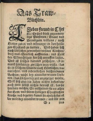 Das Traw-Büchlein.