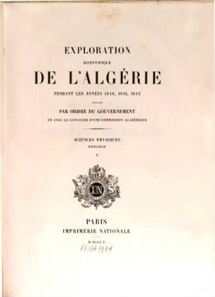 Exploration Scientifique De L'Algérie Pendant Les Années 1840, 1841, 1842. 5