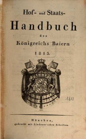 Hof- und Staatshandbuch des Königreichs Bayern. 1813